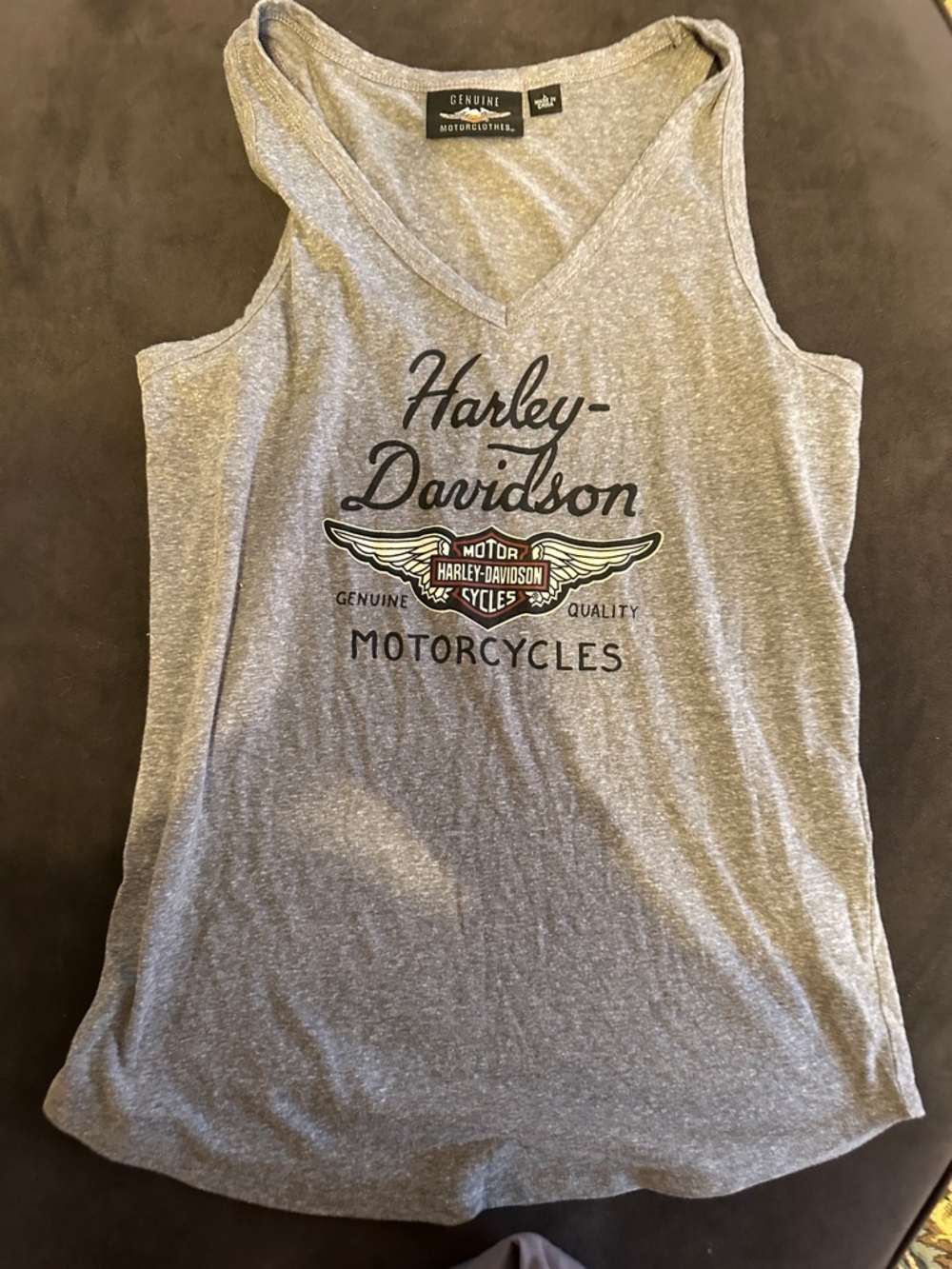 Harley-Davidson Gray V-Neck Tank with Winged Emblem